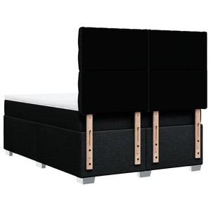 Κρεβάτι Boxspring με Στρώμα Μαύρο 140x190 εκ. Υφασμάτινο - Pakobazaar