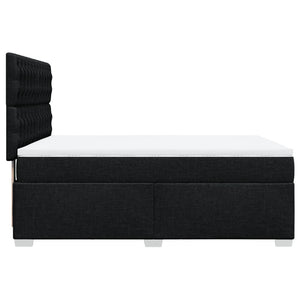 Κρεβάτι Boxspring με Στρώμα Μαύρο 140x190 εκ. Υφασμάτινο - Pakobazaar