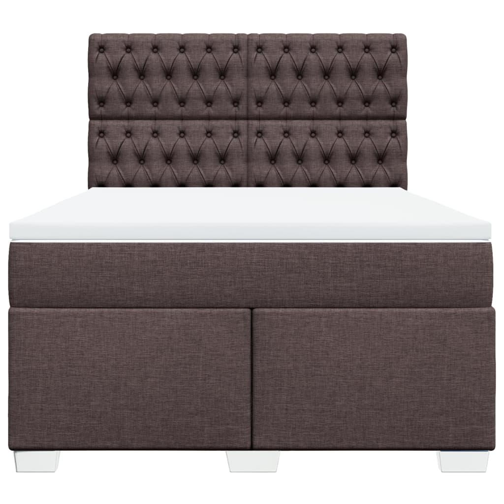 Κρεβάτι Boxspring με Στρώμα Σκούρο Καφέ 140x190 εκ. Υφασμάτινο - Pakobazaar