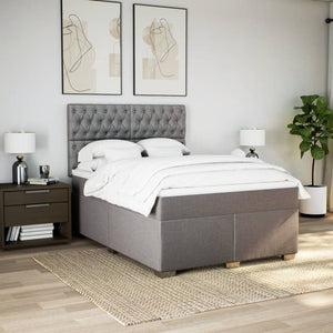 Κρεβάτι Boxspring με Στρώμα Taupe 140x190 εκ. Υφασμάτινο