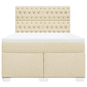 Κρεβάτι Boxspring με Στρώμα Κρεμ 140x190 εκ. Υφασμάτινο - Pakobazaar