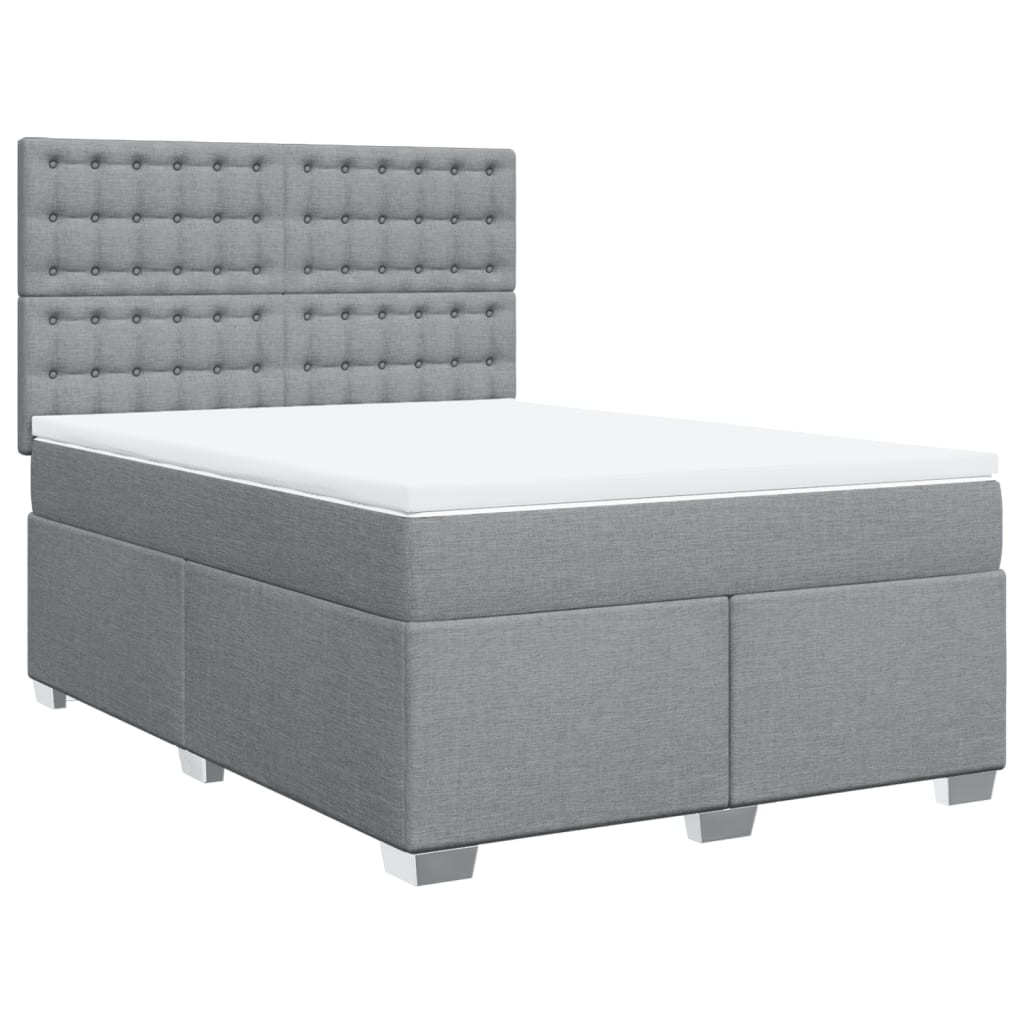 Κρεβάτι Boxspring με Στρώμα Ανοιχτό Γκρι 140x190 εκ. Υφασμάτινο