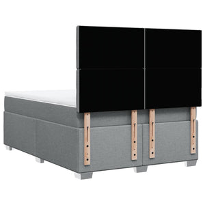 Κρεβάτι Boxspring με Στρώμα Ανοιχτό Γκρι 140x190 εκ. Υφασμάτινο