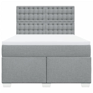 Κρεβάτι Boxspring με Στρώμα Ανοιχτό Γκρι 140x190 εκ. Υφασμάτινο