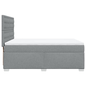 Κρεβάτι Boxspring με Στρώμα Ανοιχτό Γκρι 140x190 εκ. Υφασμάτινο