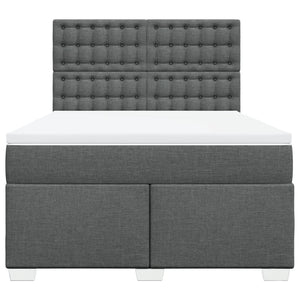 Κρεβάτι Boxspring με Στρώμα Σκούρο Γκρι 140x190 εκ. Υφασμάτινο - Pakobazaar