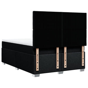 Κρεβάτι Boxspring με Στρώμα Μαύρο 140x190 εκ. Υφασμάτινο - Pakobazaar