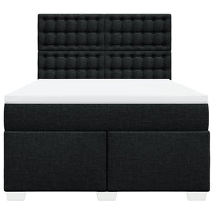 Κρεβάτι Boxspring με Στρώμα Μαύρο 140x190 εκ. Υφασμάτινο - Pakobazaar