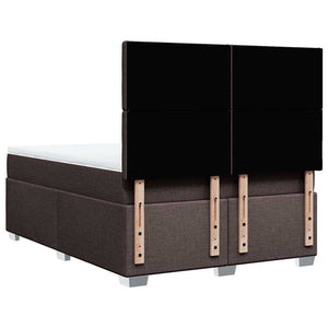 Κρεβάτι Boxspring με Στρώμα Σκούρο Καφέ 140x190 εκ. Υφασμάτινο - Pakobazaar