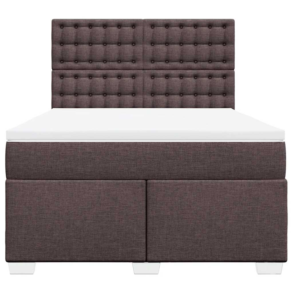 Κρεβάτι Boxspring με Στρώμα Σκούρο Καφέ 140x190 εκ. Υφασμάτινο - Pakobazaar