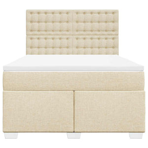 Κρεβάτι Boxspring με Στρώμα Κρεμ 140x190 εκ. Υφασμάτινο - Pakobazaar