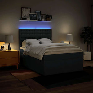 Κρεβάτι Boxspring με Στρώμα Μπλε 140x190 εκ. Υφασμάτινο - Pakobazaar