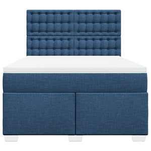Κρεβάτι Boxspring με Στρώμα Μπλε 140x190 εκ. Υφασμάτινο - Pakobazaar