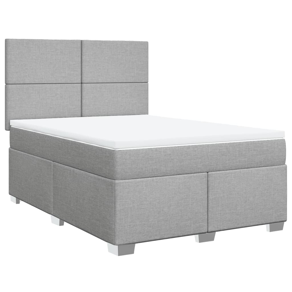 Κρεβάτι Boxspring με Στρώμα Ανοιχτό Γκρι 140x200 εκ. Υφασμάτινο