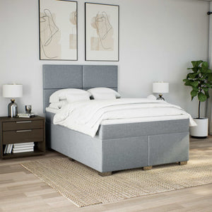 Κρεβάτι Boxspring με Στρώμα Ανοιχτό Γκρι 140x200 εκ. Υφασμάτινο