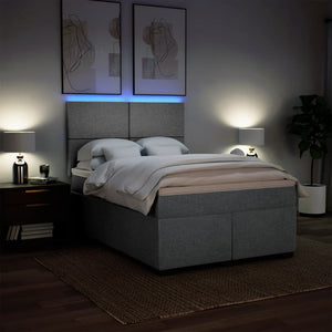 Κρεβάτι Boxspring με Στρώμα Ανοιχτό Γκρι 140x200 εκ. Υφασμάτινο
