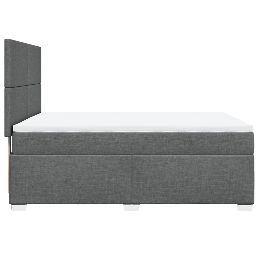 Κρεβάτι Boxspring με Στρώμα Σκούρο Γκρι 140x200 εκ Υφασμάτινο - Pakobazaar