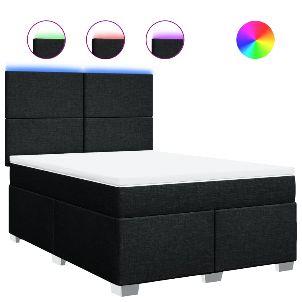 Κρεβάτι Boxspring με Στρώμα Μαύρο 140x200 εκ. Υφασμάτινο - Pakobazaar