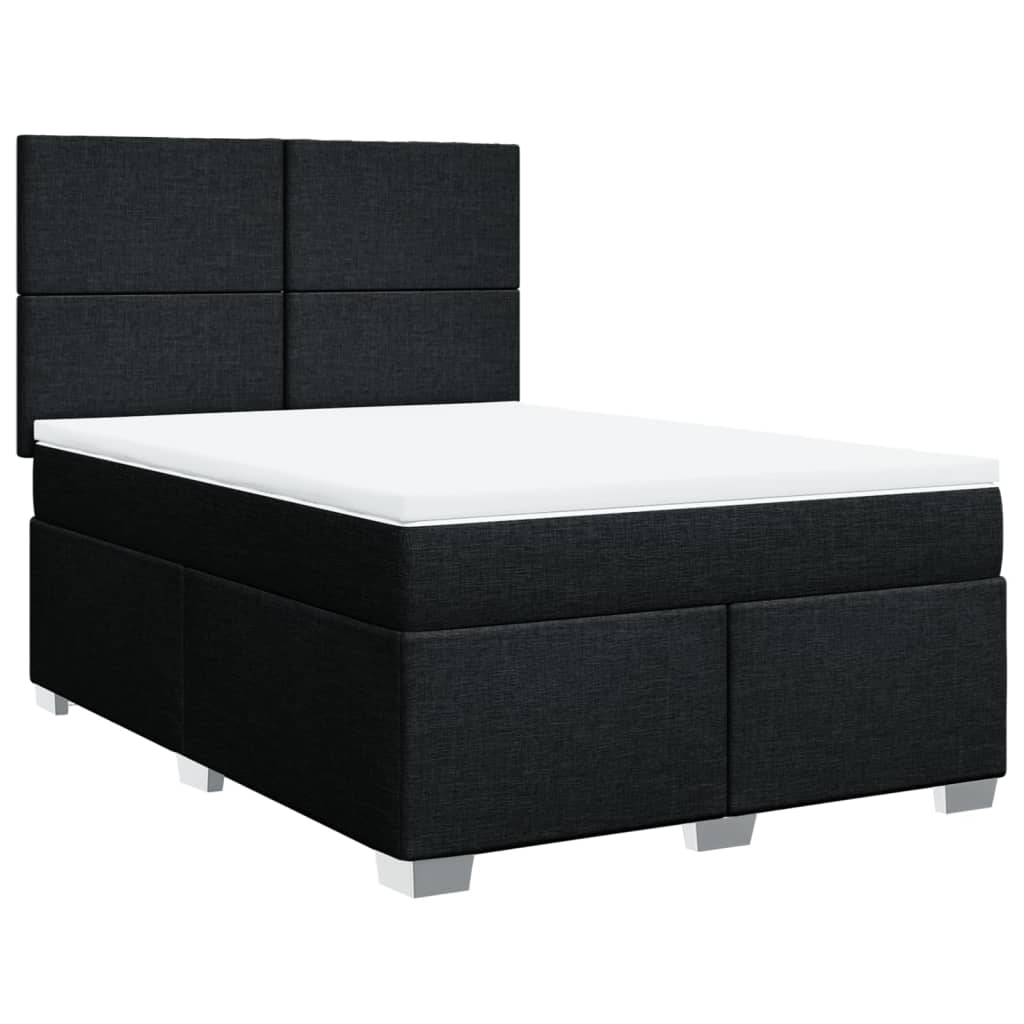 Κρεβάτι Boxspring με Στρώμα Μαύρο 140x200 εκ. Υφασμάτινο - Pakobazaar