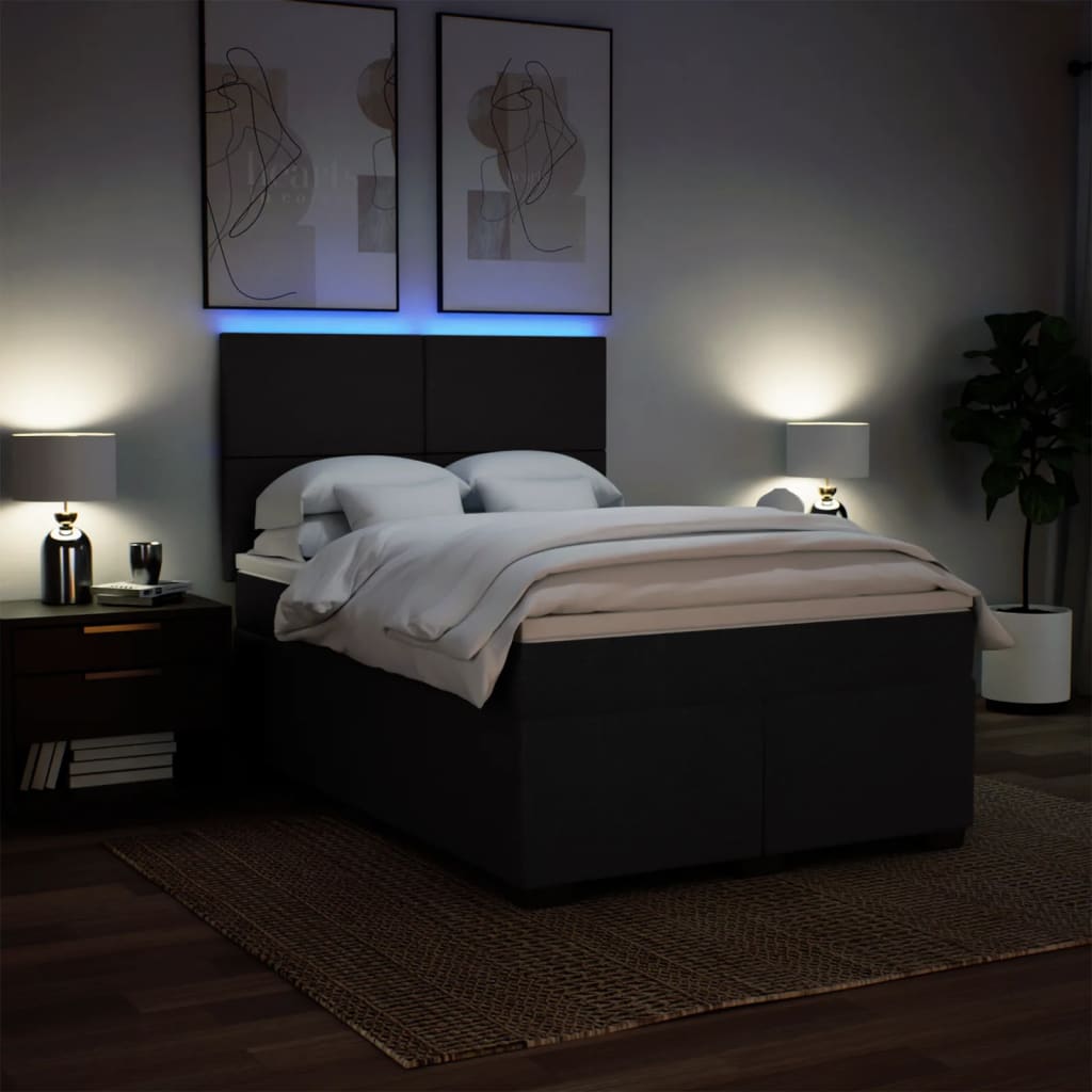 Κρεβάτι Boxspring με Στρώμα Μαύρο 140x200 εκ. Υφασμάτινο - Pakobazaar