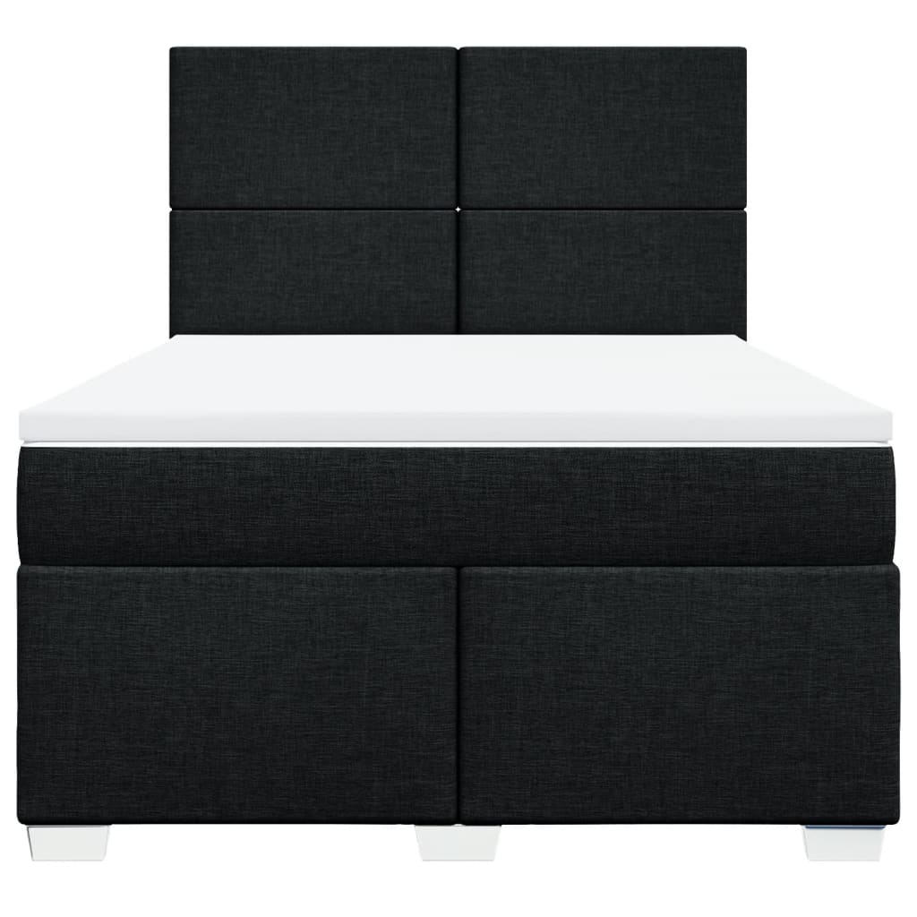 Κρεβάτι Boxspring με Στρώμα Μαύρο 140x200 εκ. Υφασμάτινο - Pakobazaar