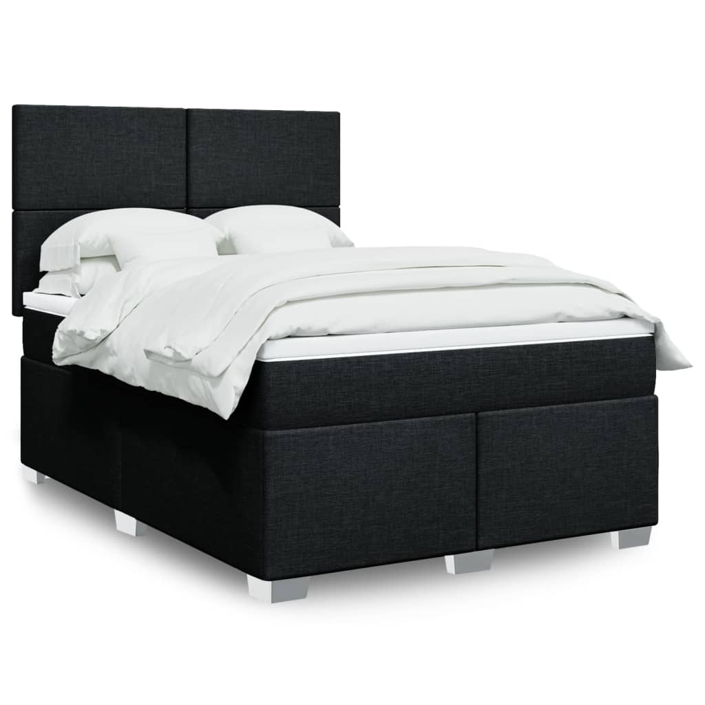 Κρεβάτι Boxspring με Στρώμα Μαύρο 140x200 εκ. Υφασμάτινο - Pakobazaar