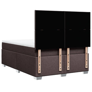 Κρεβάτι Boxspring με Στρώμα Σκούρο Καφέ 140x200 εκ Υφασμάτινο