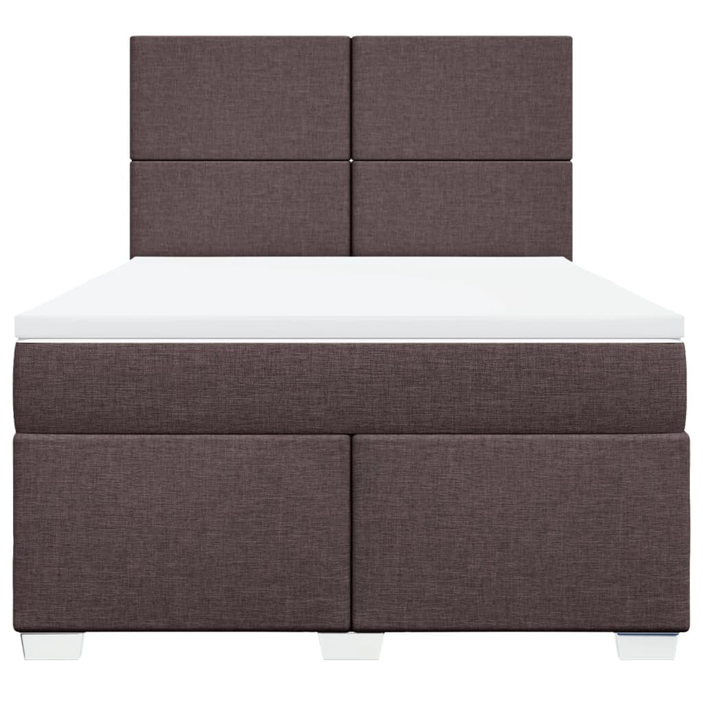 Κρεβάτι Boxspring με Στρώμα Σκούρο Καφέ 140x200 εκ Υφασμάτινο