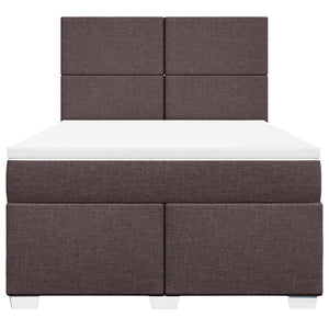 Κρεβάτι Boxspring με Στρώμα Σκούρο Καφέ 140x200 εκ Υφασμάτινο