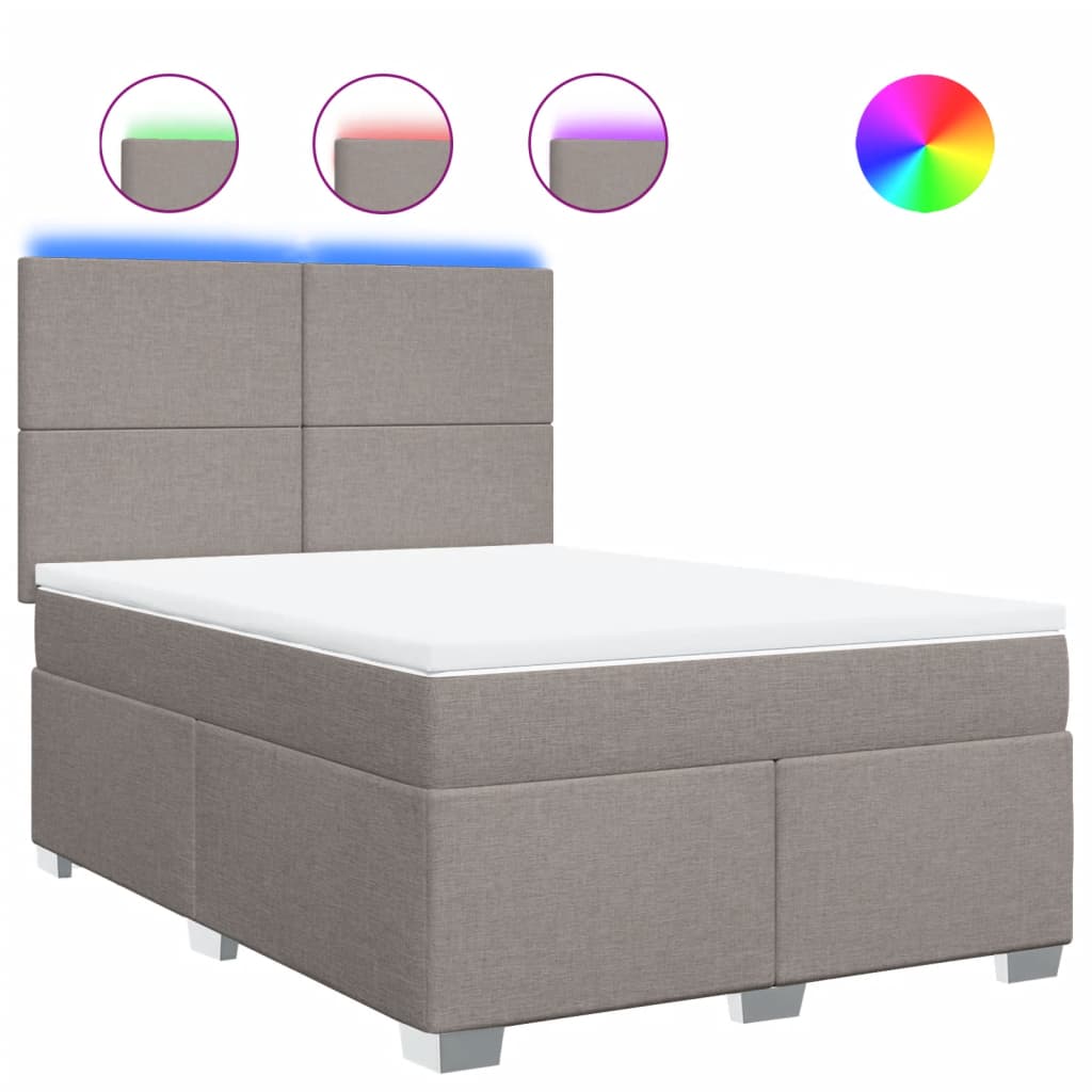 Κρεβάτι Boxspring με Στρώμα Taupe 140x200 εκ. Υφασμάτινο