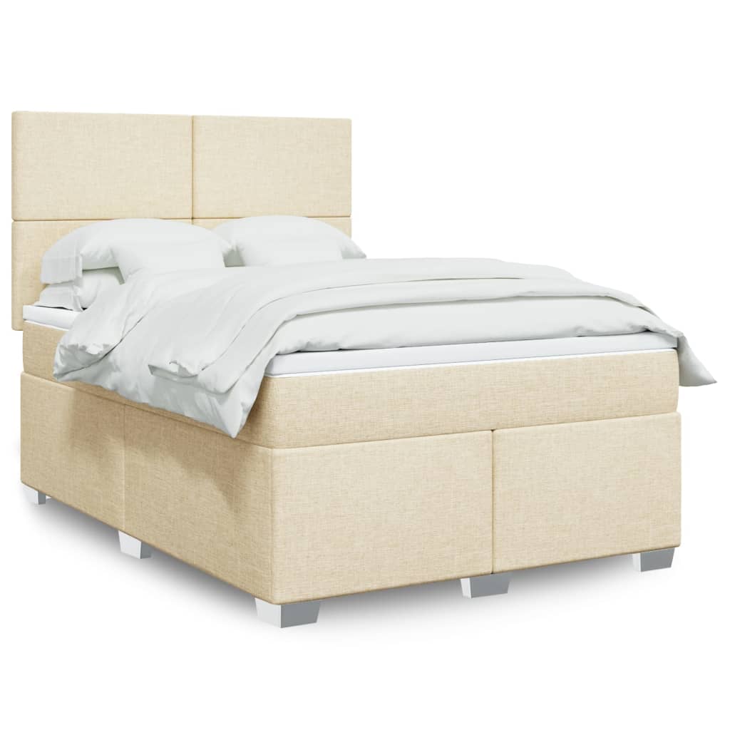 Κρεβάτι Boxspring με Στρώμα Κρεμ 140x200 εκ. Υφασμάτινο