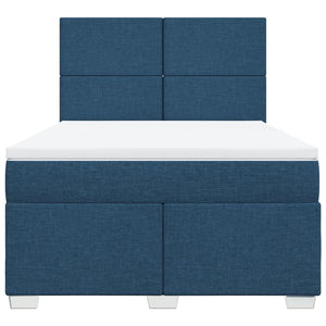 Κρεβάτι Boxspring με Στρώμα Μπλε 140x200 εκ. Υφασμάτινο