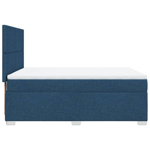 Κρεβάτι Boxspring με Στρώμα Μπλε 140x200 εκ. Υφασμάτινο