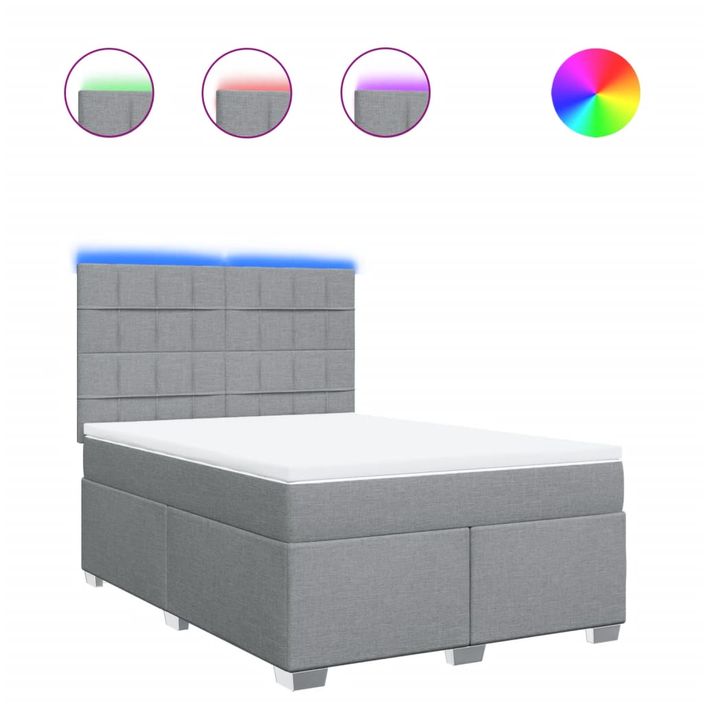 Κρεβάτι Boxspring με Στρώμα Ανοιχτό Γκρι 140x200 εκ. Υφασμάτινο - Pakobazaar