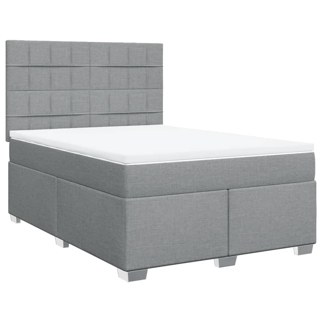 Κρεβάτι Boxspring με Στρώμα Ανοιχτό Γκρι 140x200 εκ. Υφασμάτινο - Pakobazaar