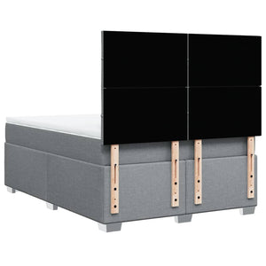 Κρεβάτι Boxspring με Στρώμα Ανοιχτό Γκρι 140x200 εκ. Υφασμάτινο - Pakobazaar