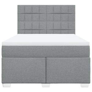 Κρεβάτι Boxspring με Στρώμα Ανοιχτό Γκρι 140x200 εκ. Υφασμάτινο - Pakobazaar