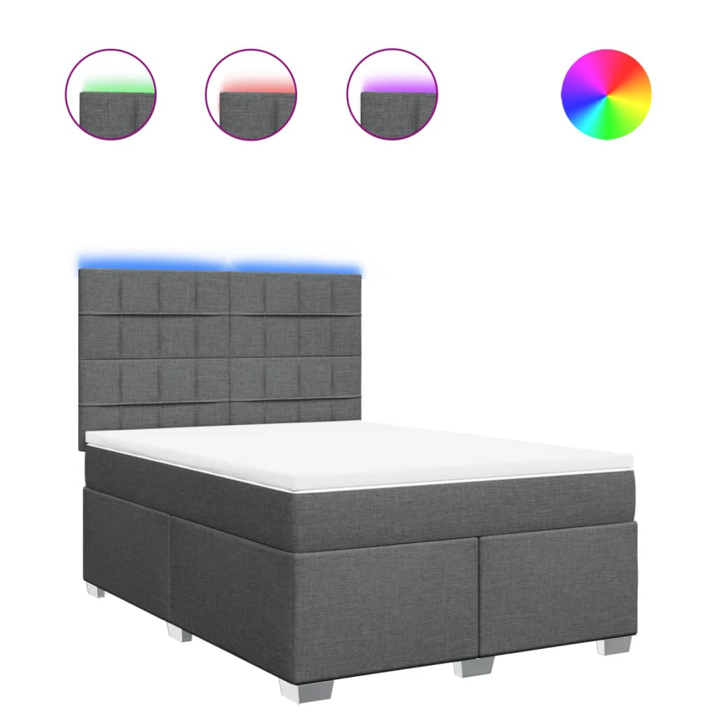 Κρεβάτι Boxspring με Στρώμα Σκούρο Γκρι 140x200 εκ Υφασμάτινο - Pakobazaar