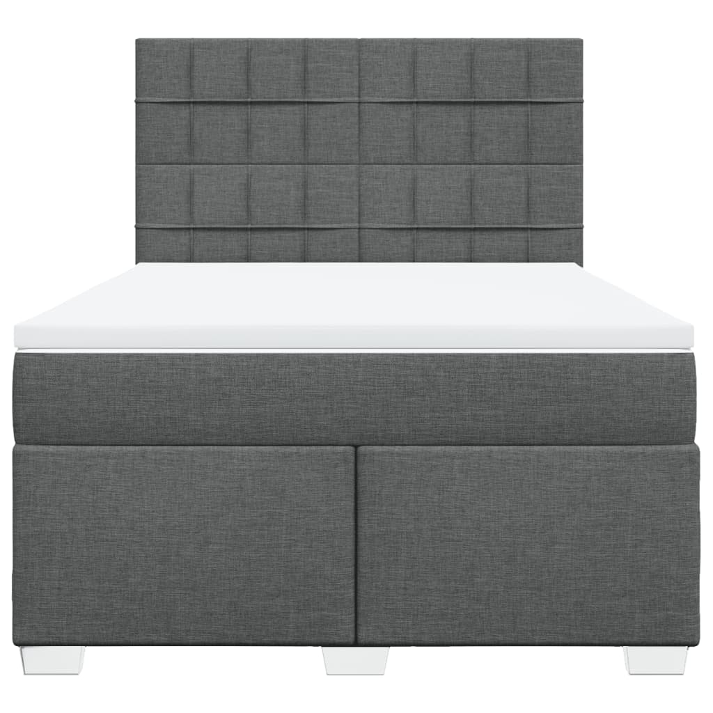 Κρεβάτι Boxspring με Στρώμα Σκούρο Γκρι 140x200 εκ Υφασμάτινο - Pakobazaar