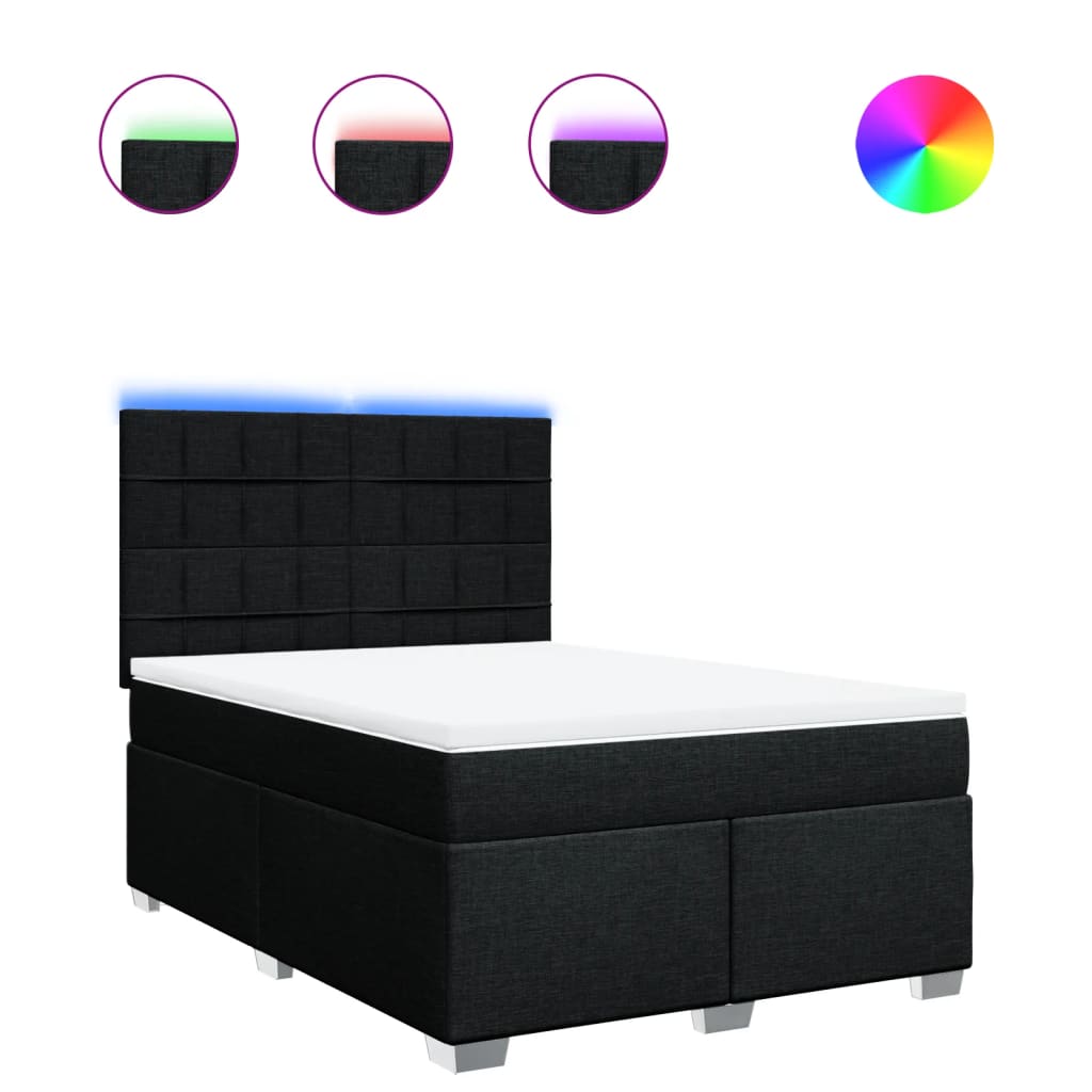 Κρεβάτι Boxspring με Στρώμα Μαύρο 140x200 εκ. Υφασμάτινο