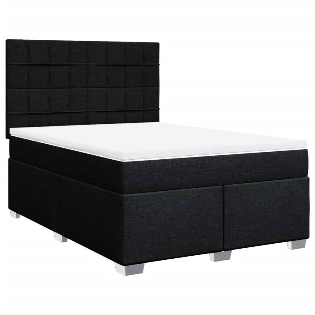 Κρεβάτι Boxspring με Στρώμα Μαύρο 140x200 εκ. Υφασμάτινο