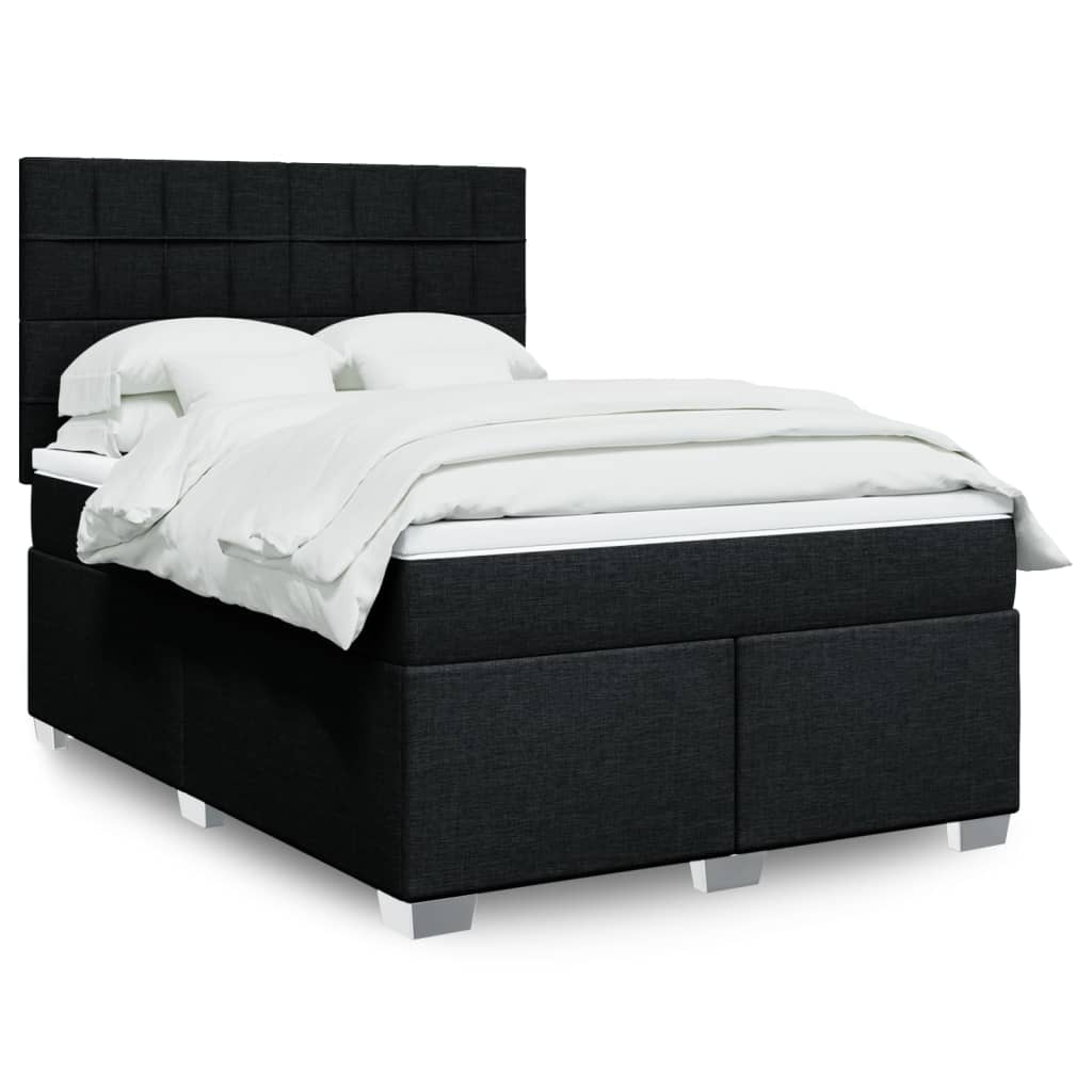 Κρεβάτι Boxspring με Στρώμα Μαύρο 140x200 εκ. Υφασμάτινο