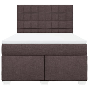 Κρεβάτι Boxspring με Στρώμα Σκούρο Καφέ 140x200 εκ Υφασμάτινο