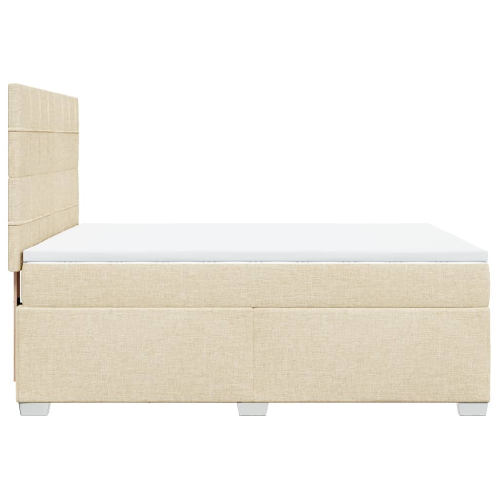 Κρεβάτι Boxspring με Στρώμα Κρεμ 140x200 εκ. Υφασμάτινο - Pakobazaar