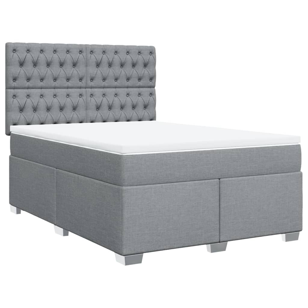 Κρεβάτι Boxspring με Στρώμα Ανοιχτό Γκρι 140x200 εκ. Υφασμάτινο - Pakobazaar