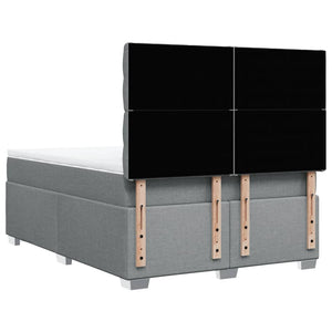 Κρεβάτι Boxspring με Στρώμα Ανοιχτό Γκρι 140x200 εκ. Υφασμάτινο - Pakobazaar