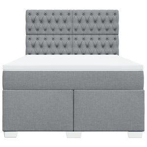 Κρεβάτι Boxspring με Στρώμα Ανοιχτό Γκρι 140x200 εκ. Υφασμάτινο - Pakobazaar