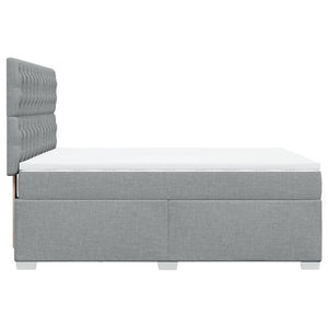 Κρεβάτι Boxspring με Στρώμα Ανοιχτό Γκρι 140x200 εκ. Υφασμάτινο - Pakobazaar