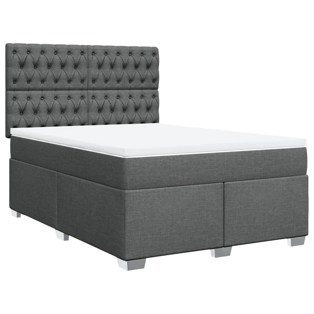 Κρεβάτι Boxspring με Στρώμα Σκούρο Γκρι 140x200 εκ Υφασμάτινο - Pakobazaar