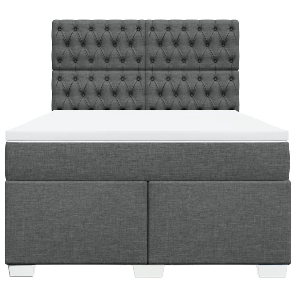 Κρεβάτι Boxspring με Στρώμα Σκούρο Γκρι 140x200 εκ Υφασμάτινο - Pakobazaar